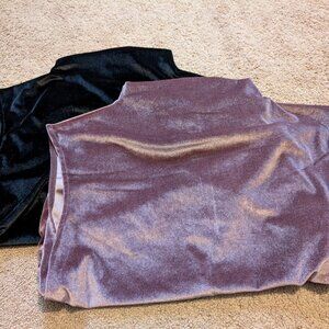 2 Women's Ruched Velvet Tank Tops high neck pink black